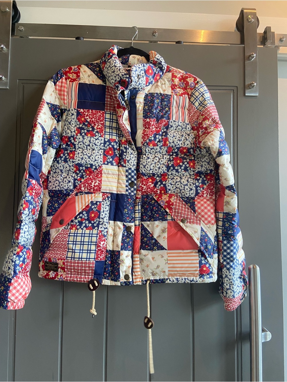 Polo Ralph Lauren Patchwork Quilted Puffer Jacket - Red, Navy & Cream